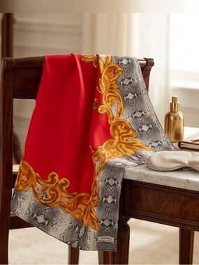 Vintage Ralph Lauren Baroque & Snakeskin Silk Scarf Wrap